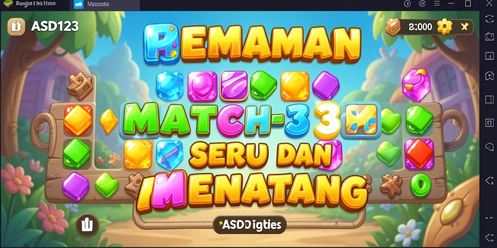 Tampilan gameplay Match-3 yang menyenangkan dan penuh warna.