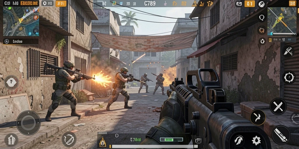 Gameplay mendebarkan di C789 dengan aksi tembak-menembak intens.