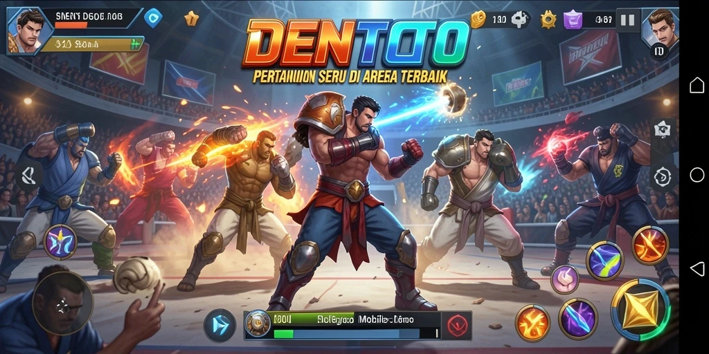 Screenshot DENTOTO menampilkan aksi pertarungan yang mendebarkan.