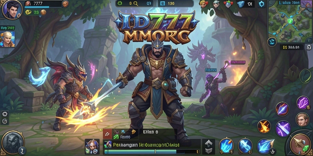 Screenshot gameplay ID777 menampilkan aksi seru dalam pertarungan MMORPG.