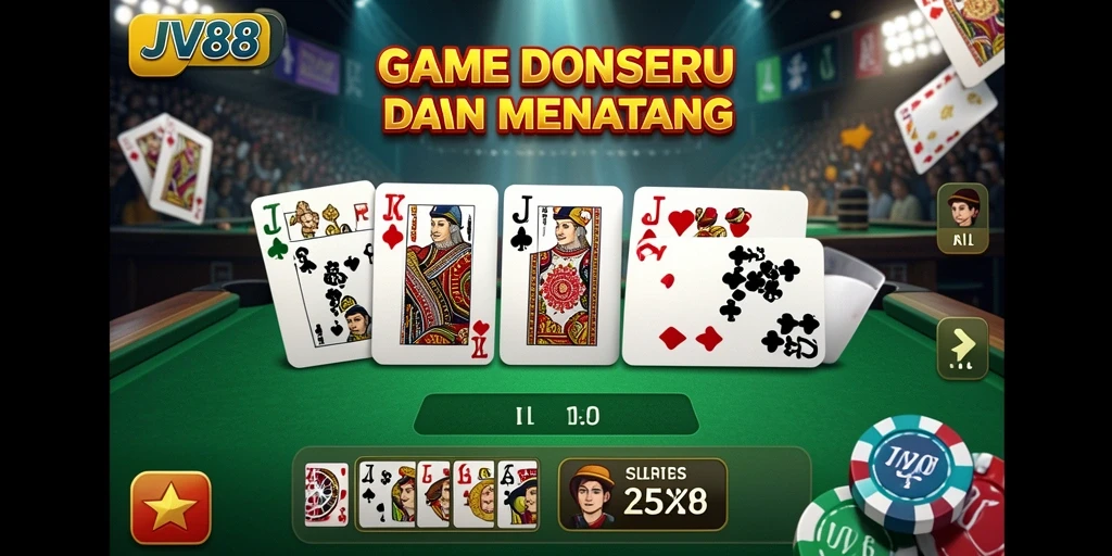 Tampilan gameplay seru dari JV88 yang menampilkan domino.