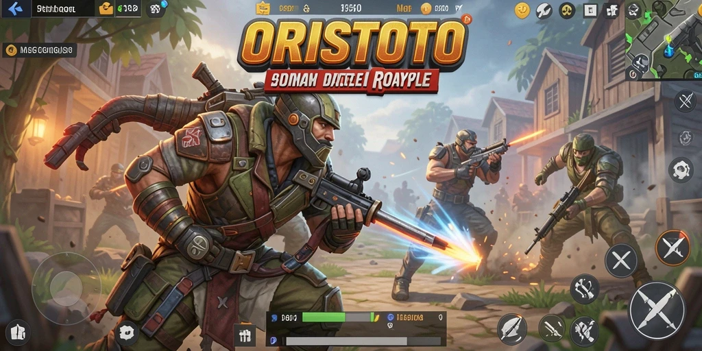 Tangkapan layar game ORISTOTO menampilkan aksi seru dalam pertarungan Battle Royale.