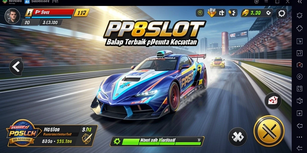 Tampilan gameplay PP8SLOT yang mendebarkan di lintasan balap.