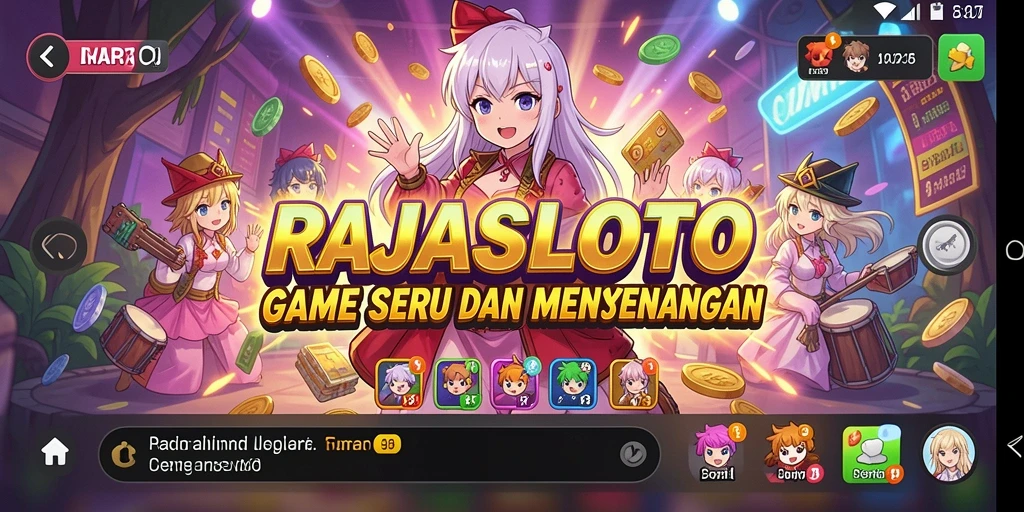 Tampilan menarik dari gameplay RAJASLOTO dengan karakter anime yang menawan.
